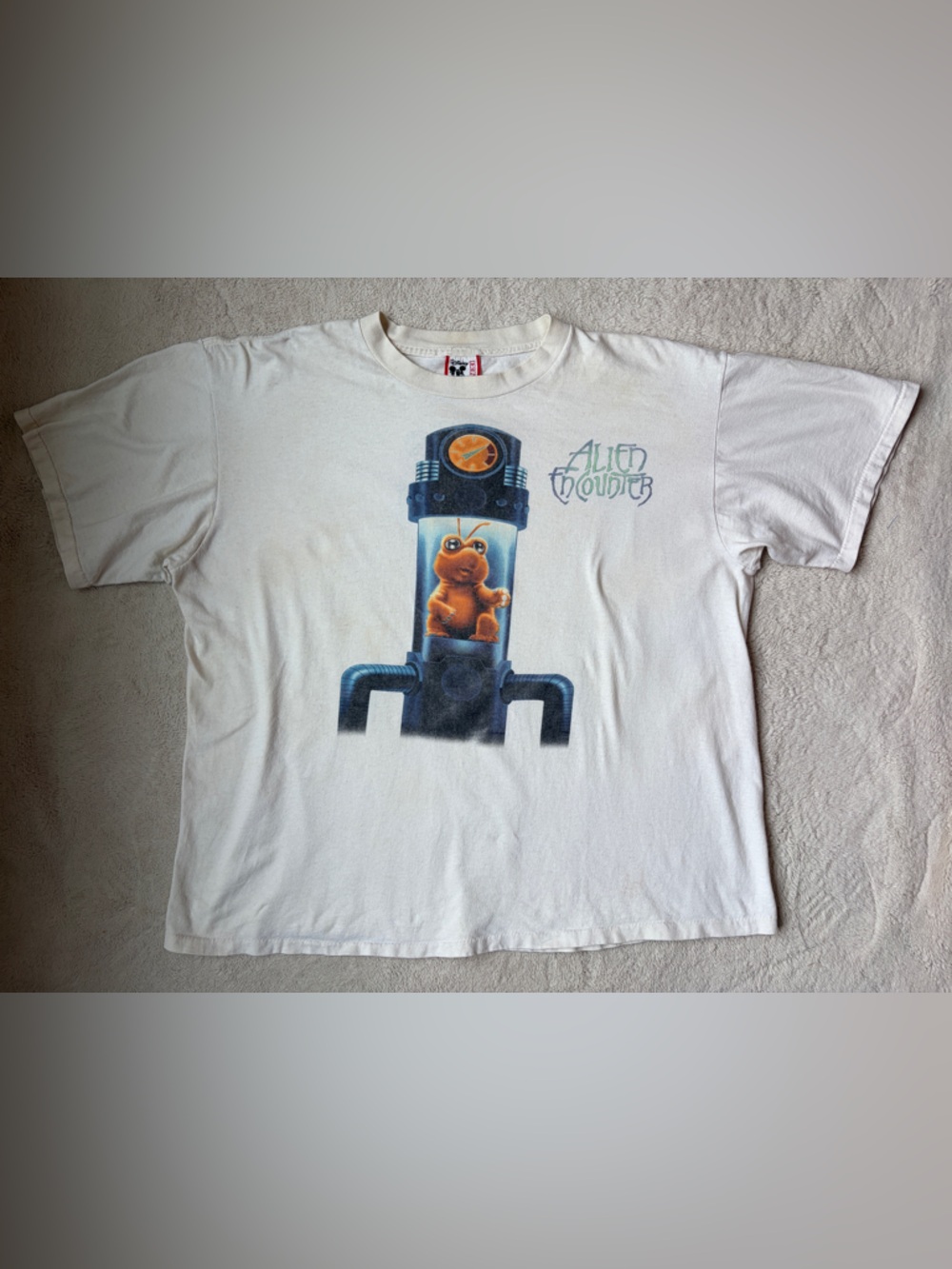 Vintage Single Stitch Disney Off-White Tee Alien Encounter Character Size L/XL - Picture 3 of 12